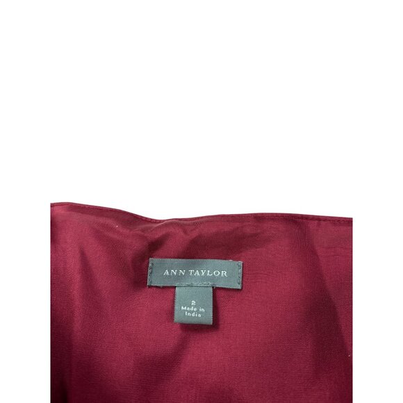 Y2K Ann taylor Strapless Red Cocktail Dress Size 2 Floral Embroidery Lined - Picture 8 of 10